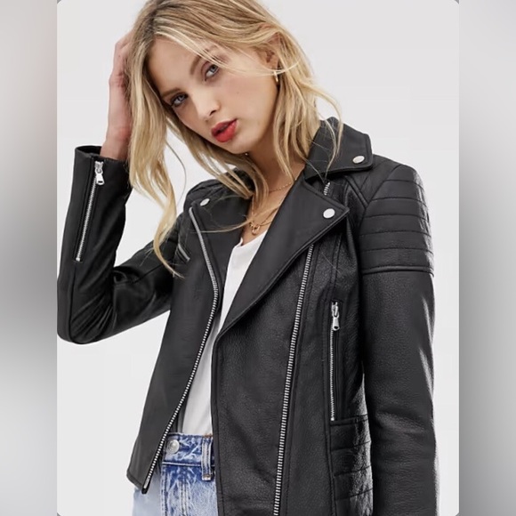 Barneys New York Jackets & Blazers - Barneys Originals Clara Black Napa Leather Moto Jacket | Small | Indie Sleeze